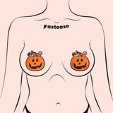Trick or Treat Pumpkin Pasties with Candy Nipple Covers | Halloween Waterproof Adhesive Pasties
