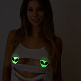 Glow-in-the-Dark Alien Nipple Covers – Glitter Black Eyes Adhesive Festival Pasties