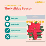 Christmas Winter Poinsettia Red & Green Glitter Nipple Pasties | Waterproof Holiday Breast Covers