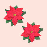 Christmas Winter Poinsettia Red & Green Glitter Nipple Pasties | Waterproof Holiday Breast Covers
