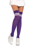 Ribbed Athletic Thigh High Stockings with Striped Design | Women's Hosiery