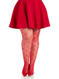 Valentina Heart Net Fishnet Tights for Women | Romantic Patterned Stretch Hosiery