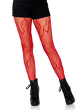 Flame Fishnet Tights – Patterned Novelty Fishnet Pantyhose for Festival & Party Wear