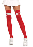 Ribbed Athletic Thigh High Stockings with Striped Design | Women's Hosiery