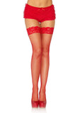Stay-Up Fishnet Thigh High Stockings with Silicone Lace Top | Women's Hosiery