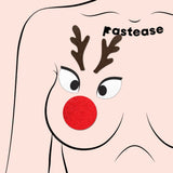 Christmas Reindeer Boob Kit Pasties – Rudolph Eyes, Nose & Antler Nipple Covers | Festive Holiday Costume Accessory