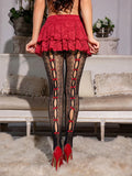Sweetheart Striped Fishnet Tights with Heart Pattern & Bow Accents | Women's Fashion Hosiery