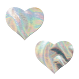 Holographic Heart Nipple Covers – Iridescent Adhesive Festival Heart Pasties