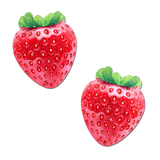 Strawberry Sparkly Red Juicy Berry Nipple Pasties – Glitter Velvet Waterproof Adhesive Covers