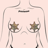 Golden Glitter Sheriff Star Nipple Pasties | Western Badge Costume Adhesive Covers