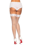 Stay-Up Fishnet Thigh High Stockings with Silicone Lace Top | Women's Hosiery
