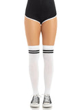 Ribbed Athletic Thigh High Stockings with Striped Design | Women's Hosiery
