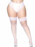 Industrial Fishnet Stay Up Thigh High Stockings with Lace Top