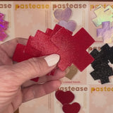 Petite Liquid Red Cross Nipple Pasties – 2 Pair Adhesive Covers for Festivals & Fashion