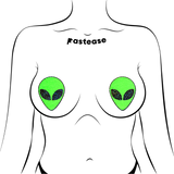 Glow-in-the-Dark Alien Nipple Covers – Glitter Black Eyes Adhesive Festival Pasties