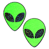 Glow-in-the-Dark Alien Nipple Covers – Glitter Black Eyes Adhesive Festival Pasties
