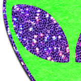 Glow-in-the-Dark Alien Nipple Covers – Glitter Purple Eyes Adhesive Festival Pasties