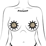 Gold Glitter Sun & Moon Face Nipple Pasties – Waterproof Latex-Free Festival Pasties