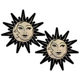 Gold Glitter Sun & Moon Face Nipple Pasties – Waterproof Latex-Free Festival Pasties