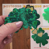 Shattered Glass Disco Ball Glitter Green St. Patrick's Clover Nipple Pasties – Petite 2 Pair | Waterproof Adhesive