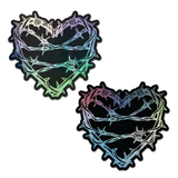 Reflective Barbed Wire Heart Nipple Covers – Adhesive Festival Heart Pasties