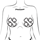 White Crossbone Breast Pasties | Waterproof Adhesive Nipple Covers for Festivals, Costumes & Raves