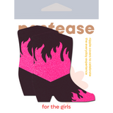 Neon Pink Flaming Cowboy Boot Nipple Covers – Western Adhesive Festival Pasties