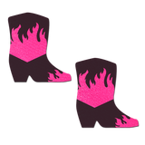 Neon Pink Flaming Cowboy Boot Nipple Covers – Western Adhesive Festival Pasties