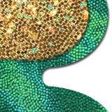 Green Holographic Clover Breast Coverings with Glitter Gold Heart | Waterproof Reusable Pasties