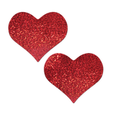 Red Glitter Heart Full Breast Covers – Adhesive Support Tape for Dresses & Festival Wear