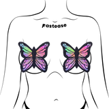 Butterfly Rainbow Twinkle Velvet Full Breast Covers Support Tape | Waterproof Nipple Pasties