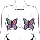 Butterfly Rainbow Twinkle Velvet Full Breast Covers Support Tape | Waterproof Nipple Pasties