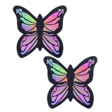 Butterfly Rainbow Twinkle Velvet Full Breast Covers Support Tape | Waterproof Nipple Pasties