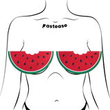 Watermelon Slice with a Bite Breast Pasties – Glitter Velvet Watermelon Nipple Covers
