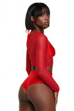 Red Fishnet Cut Out Crop Top