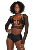 Black Fishnet Cut Out Crop Top