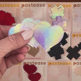 Petite Holographic Heart Nipple Covers – 2 Pair Iridescent Adhesive Heart Pasties
