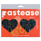 lack Shattered Disco Heart Nipple Covers with Gold Chains – Sparkling Adhesive Festival Pasties