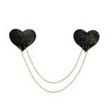 lack Shattered Disco Heart Nipple Covers with Gold Chains – Sparkling Adhesive Festival Pasties