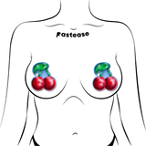 Cherry Glitter Velvet Nipple Covers – Red Cherry Adhesive Festival Pasties