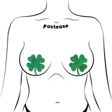 Four Leaf Clover Glitter Green Shamrock Nipple Pasties | Waterproof Adhesive Covers