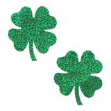 Four Leaf Clover Glitter Green Shamrock Nipple Pasties | Waterproof Adhesive Covers