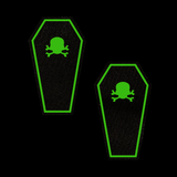 Black Coffin Glow-in-the-Dark Skull & Crossbones Nipple Covers – Halloween Adhesive Pasties