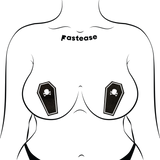 Black Coffin Glow-in-the-Dark Skull & Crossbones Nipple Covers – Halloween Adhesive Pasties