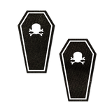 Black Coffin Glow-in-the-Dark Skull & Crossbones Nipple Covers – Halloween Adhesive Pasties