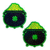 Glitter Green & Gold Pot O' Gold St. Patrick's Day Breast Pasties