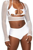 White Fishnet Cut Out Crop Top