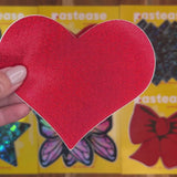 Red Glitter Heart Full Breast Covers – Adhesive Support Tape for Dresses & Festival Wear