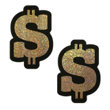 Gold Glitter Dollar Sign Nipple Pasties – Waterproof Self-Adhesive Festival & Rave Nipple Covers