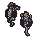 Dancing Skeletons with Pumpkin Heads Halloween Nipple Pasties – Waterproof Adhesive Costume Covers